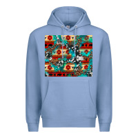 Colony Blue aztec leopard cowhide turquoise Premium Hoodie - BarkalooDesign