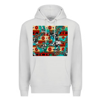 Dove Grey aztec leopard cowhide turquoise Premium Hoodie - BarkalooDesign