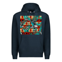 Navy aztec leopard cowhide turquoise Premium Hoodie - BarkalooDesign