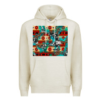 Oatmeal Heather aztec leopard cowhide turquoise Premium Hoodie - BarkalooDesign