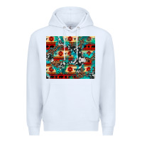 White aztec leopard cowhide turquoise Premium Hoodie - BarkalooDesign