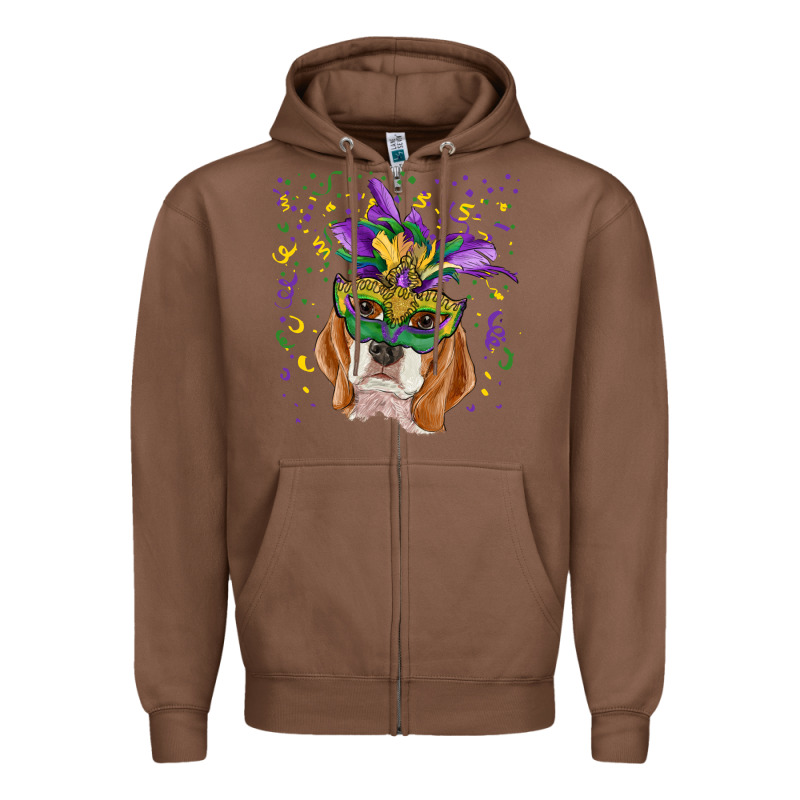 Mardi Gras  Mask Beagle Zipper Hoodie by RanaPortraitStore | Teevron