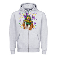 Heather Grey mardi gras  mask beagle Zipper Hoodie - RanaPortraitStore