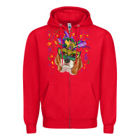 Red mardi gras  mask beagle Zipper Hoodie - RanaPortraitStore