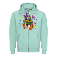 Seafoam mardi gras  mask beagle Zipper Hoodie - RanaPortraitStore
