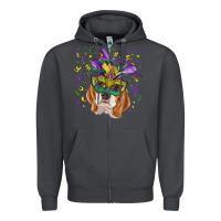 Smoke mardi gras  mask beagle Zipper Hoodie - RanaPortraitStore