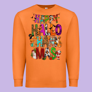 Happy Hallothankmas Premium Sweatshirt Designed By Fadigitalartstudio