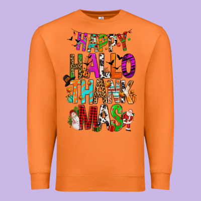 Happy Hallothankmas Premium Sweatshirt Designed By Fadigitalartstudio