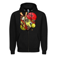 Black softball home plate Zipper Hoodie - Zillion Design Studio