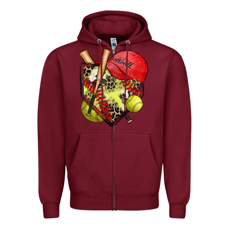 Softball Home Plate Zipper Hoodie by Zillion Design Studio | Teevron
