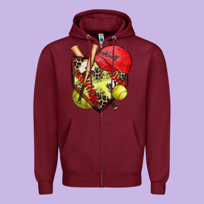 Softball Home Plate Zipper Hoodie Designed By Zillion Design Studio