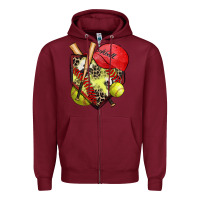 Burgundy softball home plate Zipper Hoodie - Zillion Design Studio