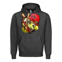 Charcoal Heather softball home plate Zipper Hoodie - Zillion Design Studio