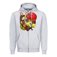 Heather Grey softball home plate Zipper Hoodie - Zillion Design Studio