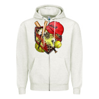 Oatmeal Heather softball home plate Zipper Hoodie - Zillion Design Studio