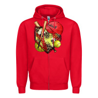 Red softball home plate Zipper Hoodie - Zillion Design Studio