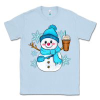 Dusty Blue cute snowman Classic Tee - Zillion Design Studio