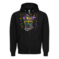 Black mardi gras  mask pitbull Zipper Hoodie - RanaPortraitStore