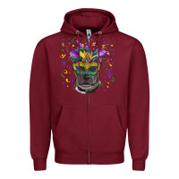 Burgundy mardi gras  mask pitbull Zipper Hoodie - RanaPortraitStore