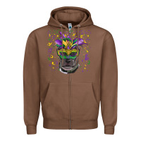 Chestnut mardi gras  mask pitbull Zipper Hoodie - RanaPortraitStore