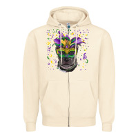Sandshell mardi gras  mask pitbull Zipper Hoodie - RanaPortraitStore
