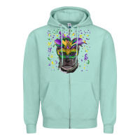 Seafoam mardi gras  mask pitbull Zipper Hoodie - RanaPortraitStore