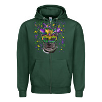 Sports Green mardi gras  mask pitbull Zipper Hoodie - RanaPortraitStore