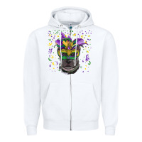 White mardi gras  mask pitbull Zipper Hoodie - RanaPortraitStore
