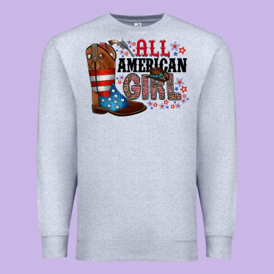 All American Girl Premium Sweatshirt Designed By Racoondesign