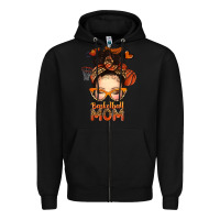 Black basketball messy bun mom Zipper Hoodie - texasbilliewilder