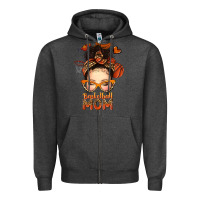 Charcoal Heather basketball messy bun mom Zipper Hoodie - texasbilliewilder