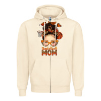 Sandshell basketball messy bun mom Zipper Hoodie - texasbilliewilder