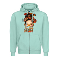 Seafoam basketball messy bun mom Zipper Hoodie - texasbilliewilder