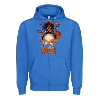True Royal basketball messy bun mom Zipper Hoodie - texasbilliewilder
