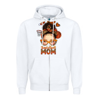White basketball messy bun mom Zipper Hoodie - texasbilliewilder