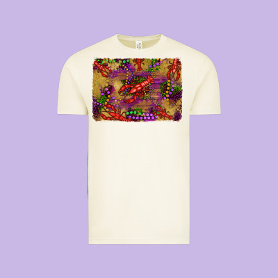 Mardi Gras Crawfısh Leopard Wood And Glitter Background Vintage Tee Designed By Artiststas