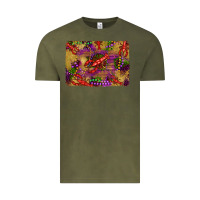 Vintage Olive mardi gras crawfısh leopard wood and glitter background Vintage Tee - Artiststas