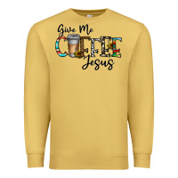 Antique Gold give me coffee jesus Premium Sweatshirt - CowhideDigitalArt