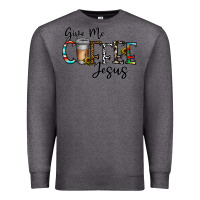 Charcoal Heather give me coffee jesus Premium Sweatshirt - CowhideDigitalArt