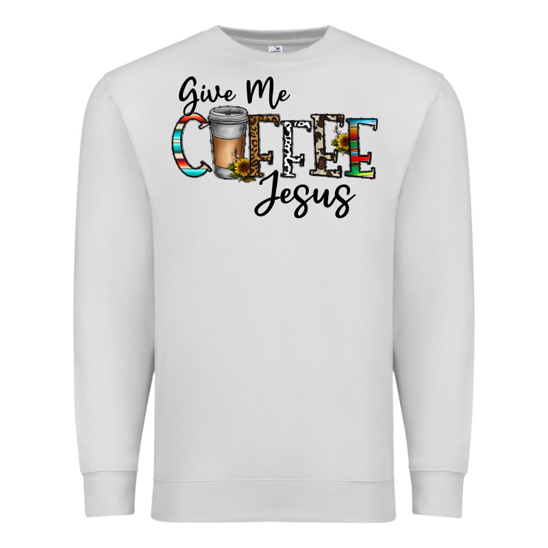 Give Me Coffee Jesus Premium Sweatshirt by CowhideDigitalArt | Teevron