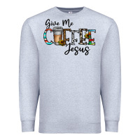 Heather Grey give me coffee jesus Premium Sweatshirt - CowhideDigitalArt