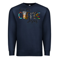 Navy give me coffee jesus Premium Sweatshirt - CowhideDigitalArt