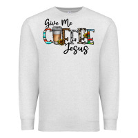 Oatmeal Heather give me coffee jesus Premium Sweatshirt - CowhideDigitalArt