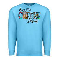 Ocean Blue give me coffee jesus Premium Sweatshirt - CowhideDigitalArt