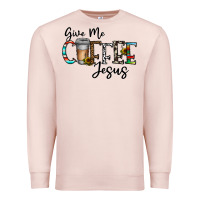 Pale Pink give me coffee jesus Premium Sweatshirt - CowhideDigitalArt