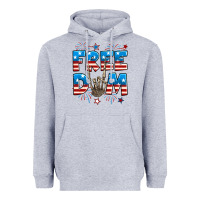 Heather Grey Freedom rock hand Heavyweight Hoodie - Neo Western