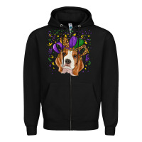 Black Mardi gras beagle Zipper Hoodie - RanaPortraitStore