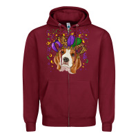 Burgundy Mardi gras beagle Zipper Hoodie - RanaPortraitStore