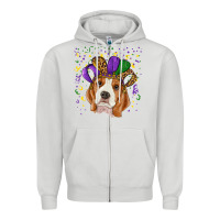 Dove Grey Mardi gras beagle Zipper Hoodie - RanaPortraitStore
