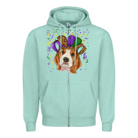 Seafoam Mardi gras beagle Zipper Hoodie - RanaPortraitStore